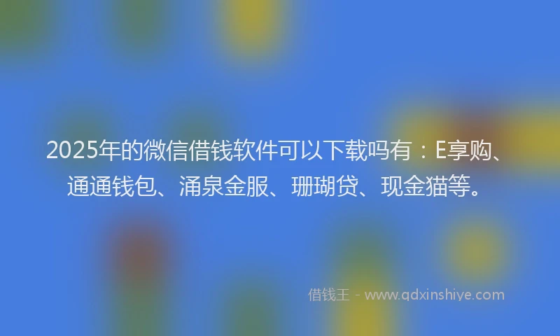 2025年的微信借钱软件可以下载吗有：E享购、通通钱包、涌泉金服、珊瑚贷、现金猫等。