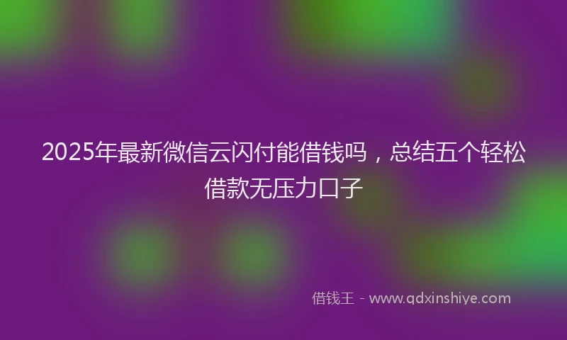 2025年最新微信云闪付能借钱吗，总结五个轻松借款无压力口子