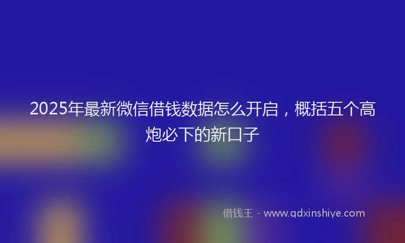 2025年最新微信借钱数据怎么开启，概括五个高炮必下的新口子