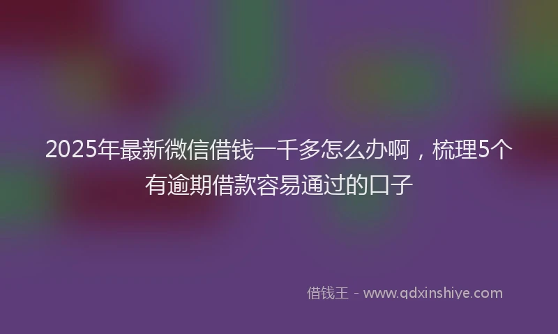 2025年最新微信借钱一千多怎么办啊，梳理5个有逾期借款容易通过的口子