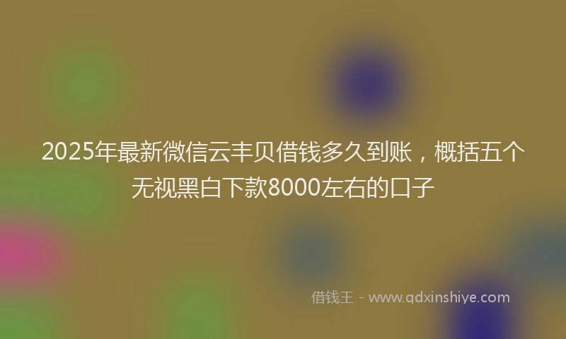 2025年最新微信云丰贝借钱多久到账，概括五个无视黑白下款8000左右的口子