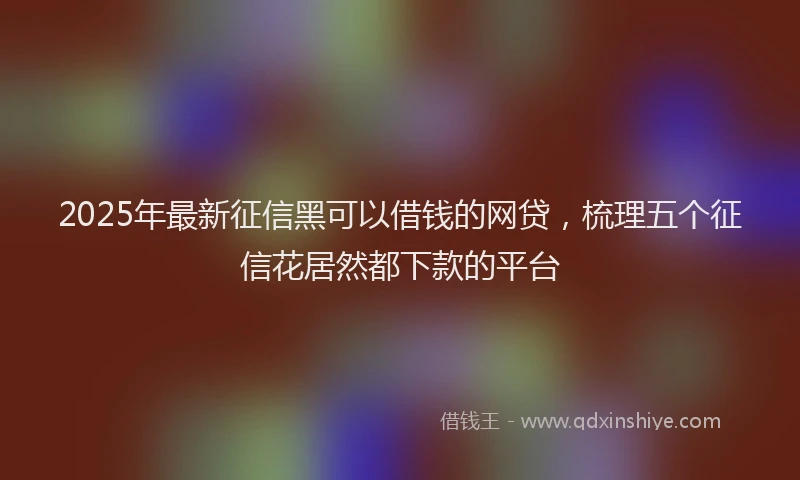 2025年最新征信黑可以借钱的网贷，梳理五个征信花居然都下款的平台