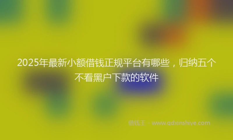 2025年最新小额借钱正规平台有哪些，归纳五个不看黑户下款的软件