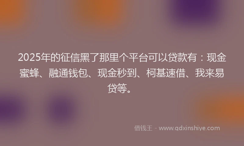 2025年的征信黑了那里个平台可以贷款有：现金蜜蜂、融通钱包、现金秒到、柯基速借、我来易贷等。