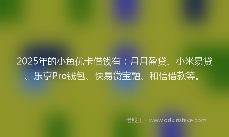 2025年的小鱼优卡借钱有：月月盈贷、小米易贷、乐享Pro钱包、快易贷宝融、和信借款等。
