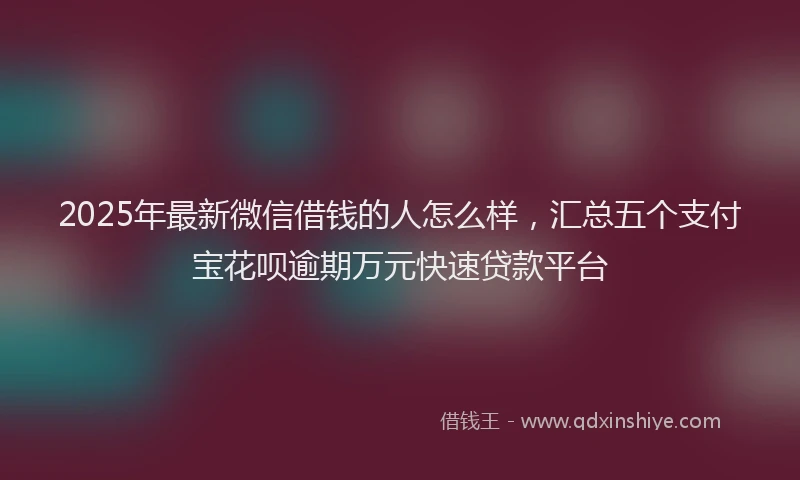2025年最新微信借钱的人怎么样，汇总五个支付宝花呗逾期万元快速贷款平台