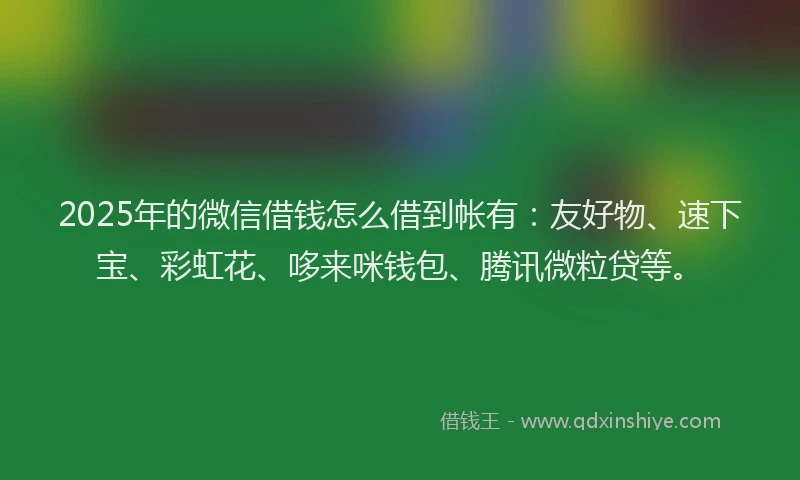 2025年的微信借钱怎么借到帐有：友好物、速下宝、彩虹花、哆来咪钱包、腾讯微粒贷等。