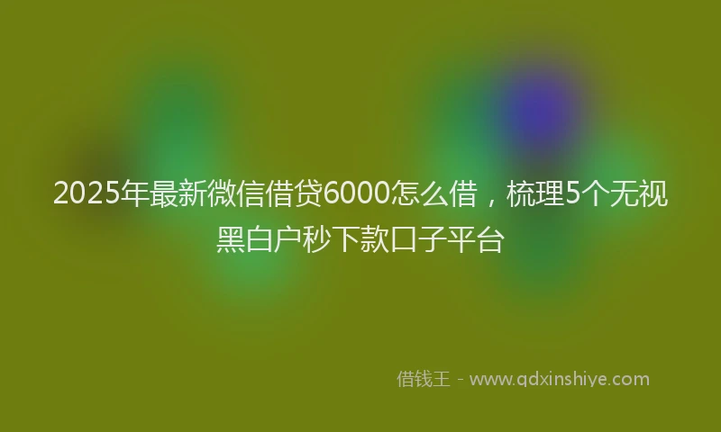 2025年最新微信借贷6000怎么借，梳理5个无视黑白户秒下款口子平台