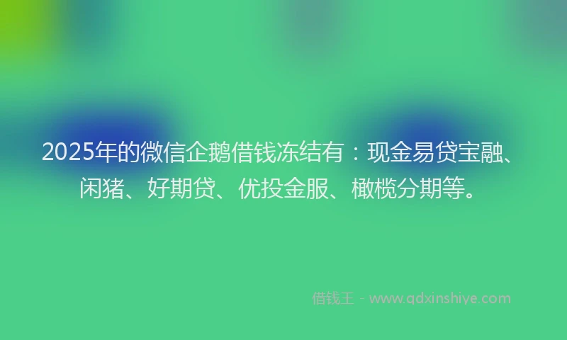 2025年的微信企鹅借钱冻结有：现金易贷宝融、闲猪、好期贷、优投金服、橄榄分期等。