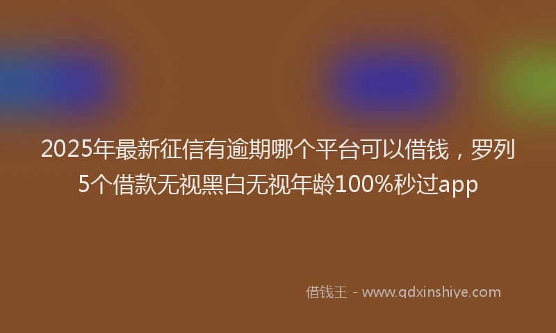 2025年最新征信有逾期哪个平台可以借钱，罗列5个借款无视黑白无视年龄100%秒过app