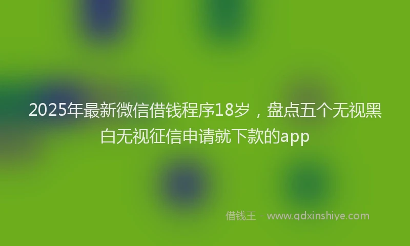 2025年最新微信借钱程序18岁，盘点五个无视黑白无视征信申请就下款的app