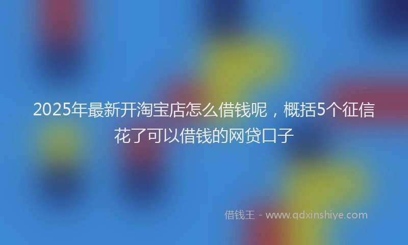 2025年最新开淘宝店怎么借钱呢，概括5个征信花了可以借钱的网贷口子