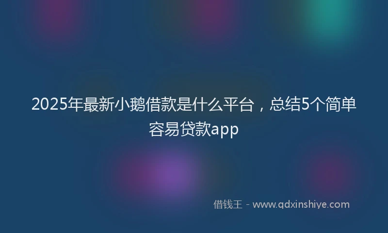 2025年最新小鹅借款是什么平台，总结5个简单容易贷款app