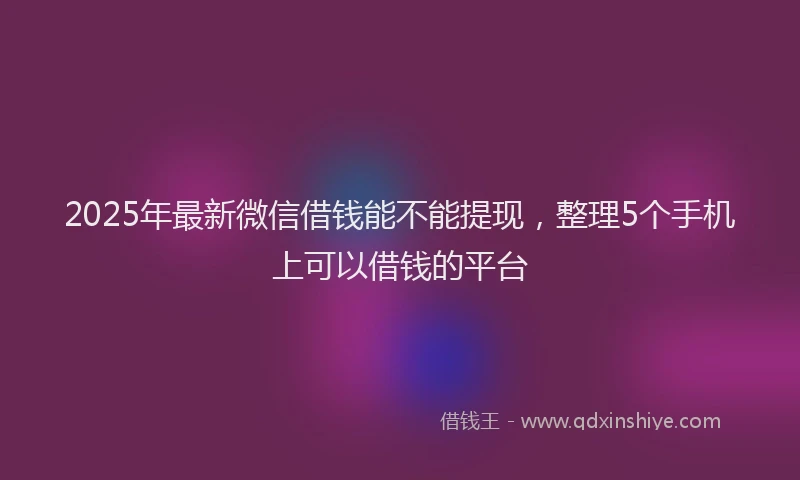 2025年最新微信借钱能不能提现，整理5个手机上可以借钱的平台