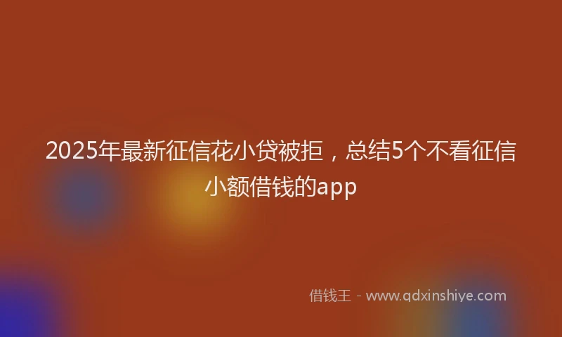 2025年最新征信花小贷被拒，总结5个不看征信小额借钱的app