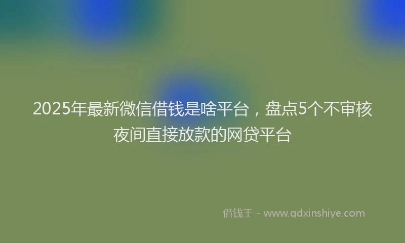2025年最新微信借钱是啥平台，盘点5个不审核夜间直接放款的网贷平台