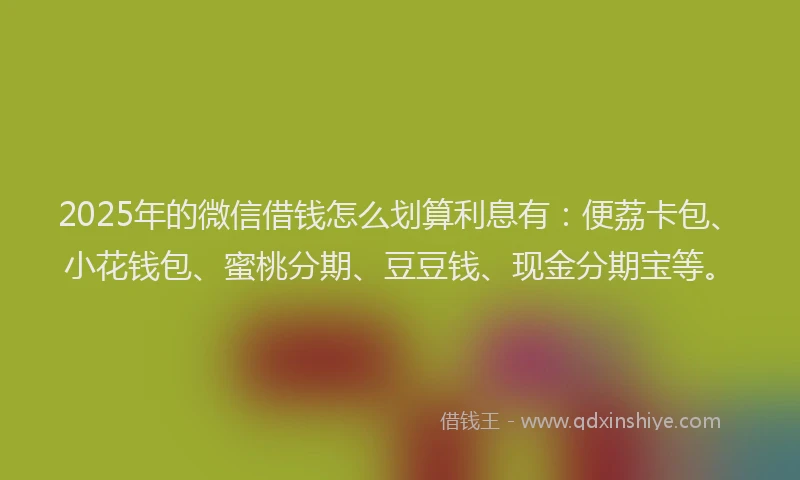 2025年的微信借钱怎么划算利息有：便荔卡包、小花钱包、蜜桃分期、豆豆钱、现金分期宝等。