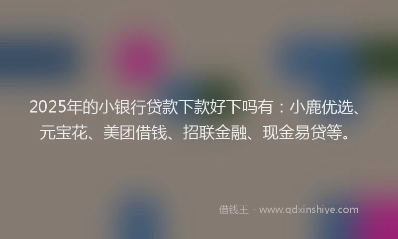 2025年的小银行贷款下款好下吗有：小鹿优选、元宝花、美团借钱、招联金融、现金易贷等。