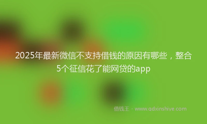 2025年最新微信不支持借钱的原因有哪些，整合5个征信花了能网贷的app