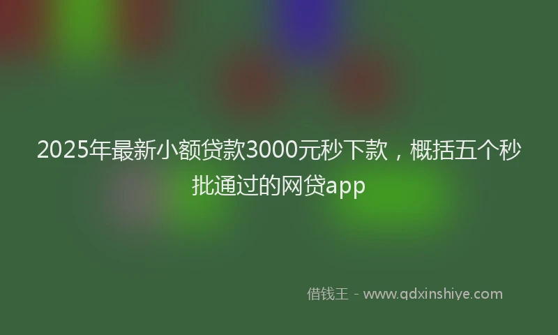 2025年最新小额贷款3000元秒下款，概括五个秒批通过的网贷app