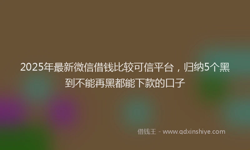 2025年最新微信借钱比较可信平台，归纳5个黑到不能再黑都能下款的口子
