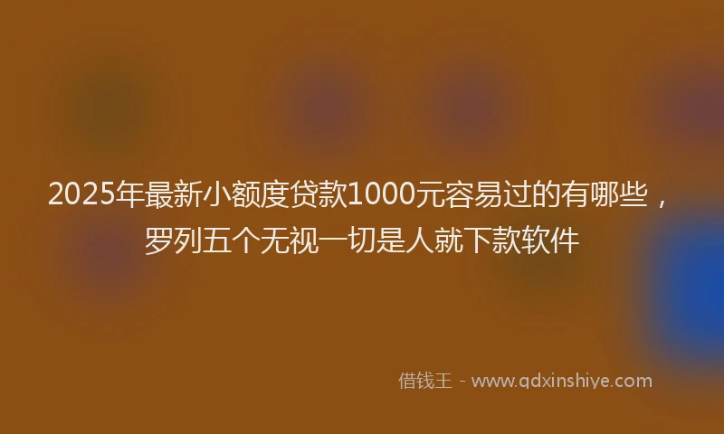 2025年最新小额度贷款1000元容易过的有哪些，罗列五个无视一切是人就下款软件