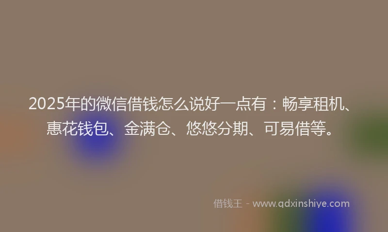 2025年的微信借钱怎么说好一点有：畅享租机、惠花钱包、金满仓、悠悠分期、可易借等。