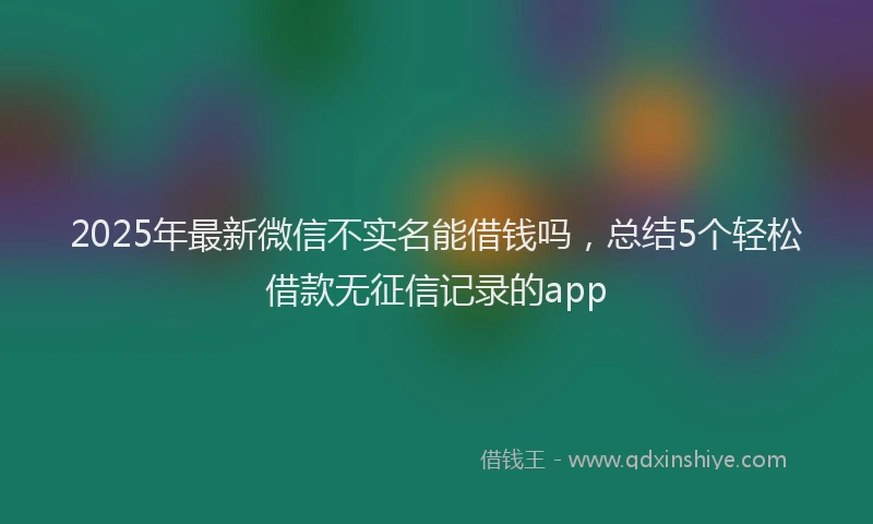 2025年最新微信不实名能借钱吗，总结5个轻松借款无征信记录的app