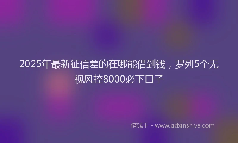 2025年最新征信差的在哪能借到钱，罗列5个无视风控8000必下口子