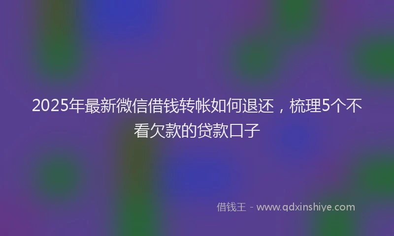 2025年最新微信借钱转帐如何退还，梳理5个不看欠款的贷款口子