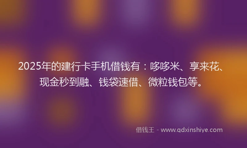 2025年的建行卡手机借钱有：哆哆米、享来花、现金秒到融、钱袋速借、微粒钱包等。