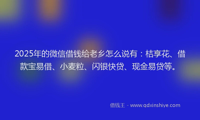 2025年的微信借钱给老乡怎么说有：桔享花、借款宝易借、小麦粒、闪银快贷、现金易贷等。