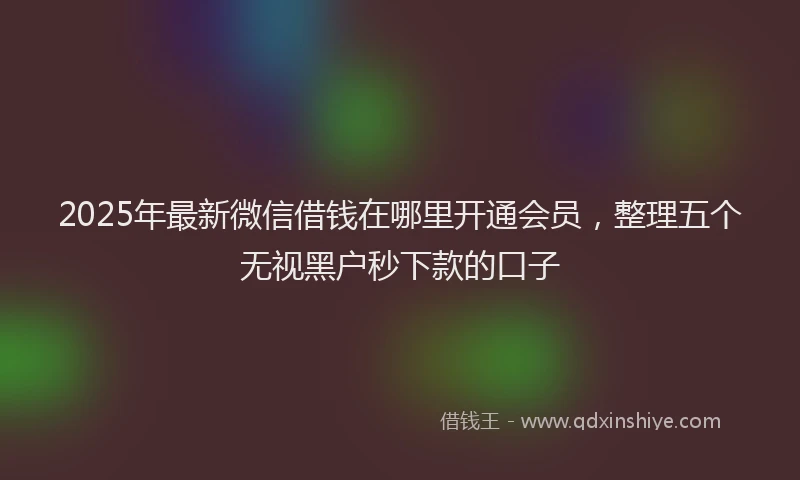 2025年最新微信借钱在哪里开通会员，整理五个无视黑户秒下款的口子