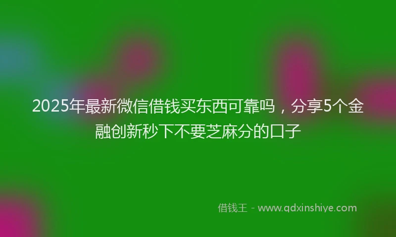 2025年最新微信借钱买东西可靠吗，分享5个金融创新秒下不要芝麻分的口子
