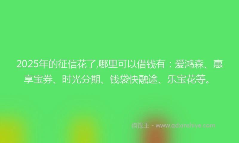 2025年的征信花了,哪里可以借钱有：爱鸿森、惠享宝券、时光分期、钱袋快融途、乐宝花等。