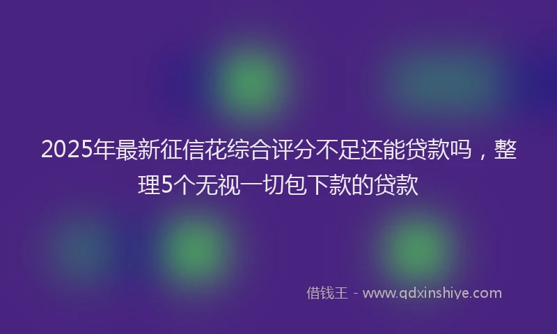 2025年最新征信花综合评分不足还能贷款吗，整理5个无视一切包下款的贷款