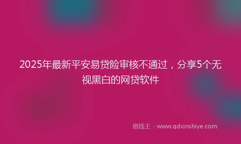 2025年最新平安易贷险审核不通过，分享5个无视黑白的网贷软件