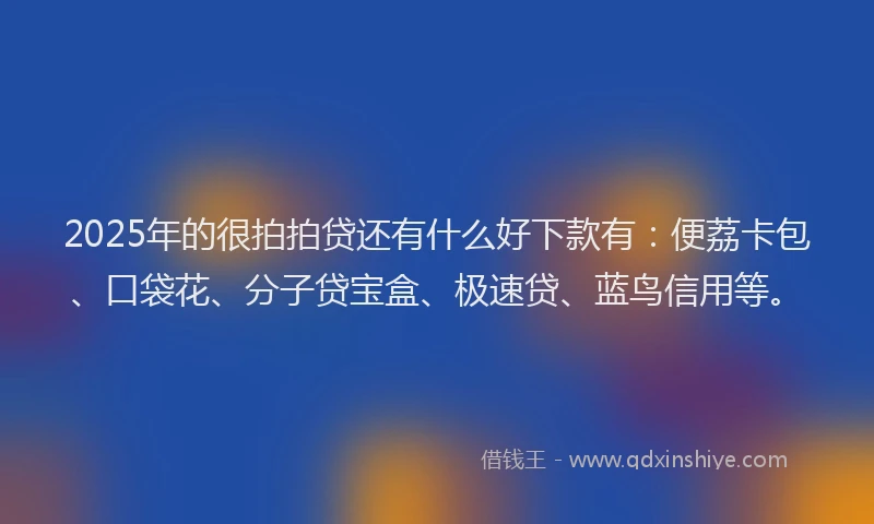 2025年的很拍拍贷还有什么好下款有：便荔卡包、口袋花、分子贷宝盒、极速贷、蓝鸟信用等。