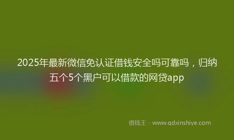 2025年最新微信免认证借钱安全吗可靠吗，归纳五个5个黑户可以借款的网贷app
