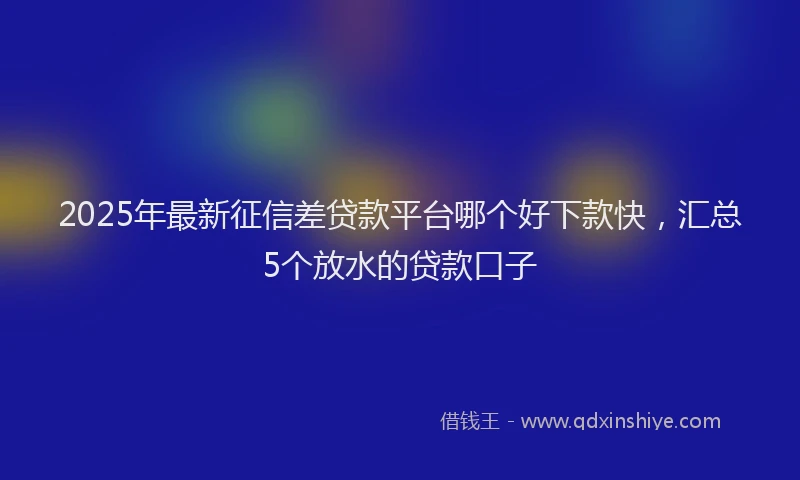 2025年最新征信差贷款平台哪个好下款快，汇总5个放水的贷款口子