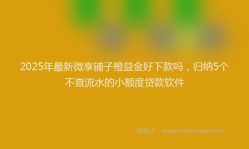 2025年最新微享铺子橙益金好下款吗，归纳5个不查流水的小额度贷款软件