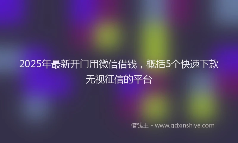 2025年最新开门用微信借钱，概括5个快速下款无视征信的平台