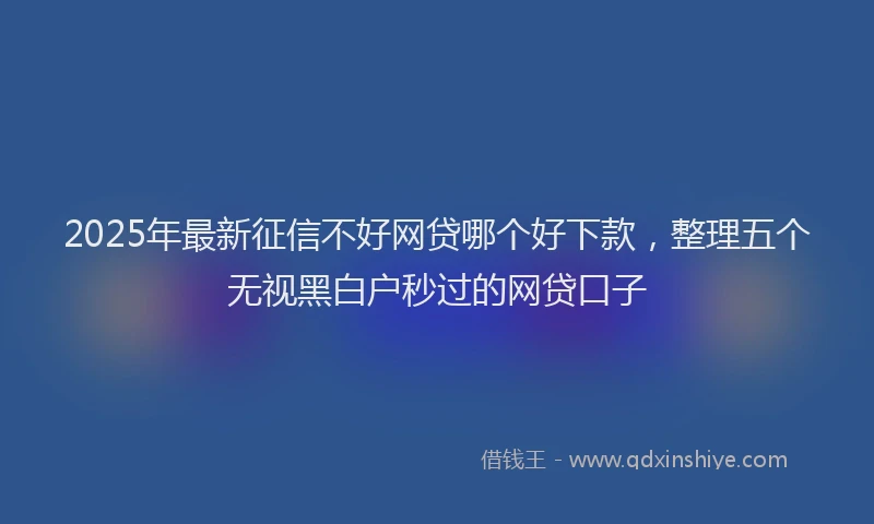 2025年最新征信不好网贷哪个好下款，整理五个无视黑白户秒过的网贷口子