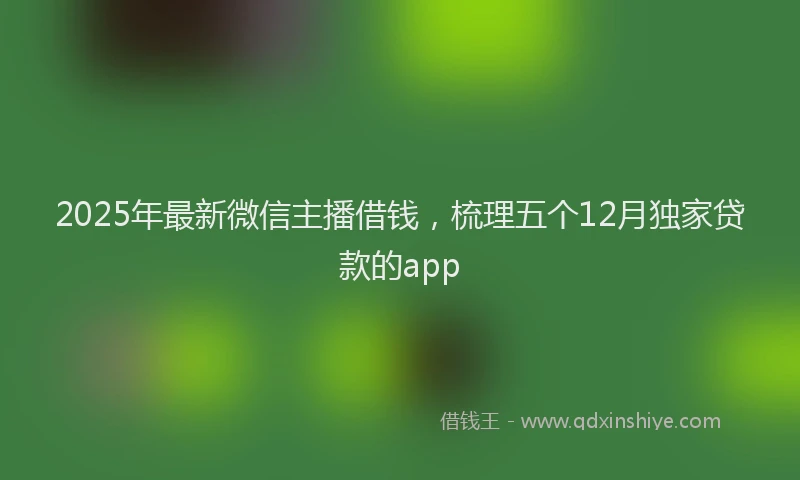 2025年最新微信主播借钱，梳理五个12月独家贷款的app
