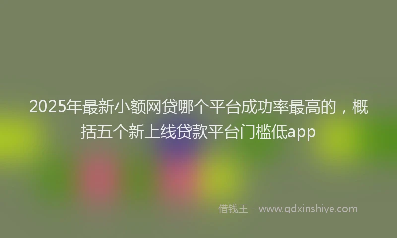 2025年最新小额网贷哪个平台成功率最高的，概括五个新上线贷款平台门槛低app