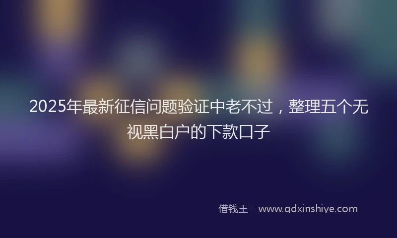 2025年最新征信问题验证中老不过，整理五个无视黑白户的下款口子