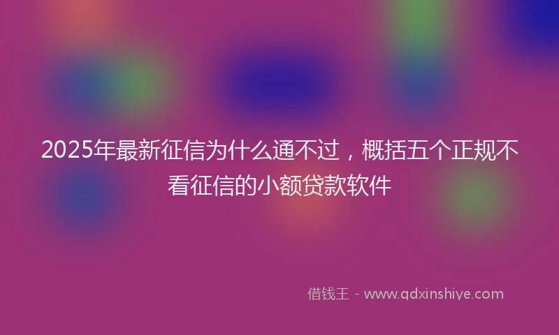 2025年最新征信为什么通不过，概括五个正规不看征信的小额贷款软件