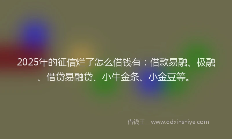 2025年的征信烂了怎么借钱有：借款易融、极融、借贷易融贷、小牛金条、小金豆等。