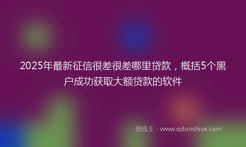 2025年最新征信很差很差哪里贷款，概括5个黑户成功获取大额贷款的软件