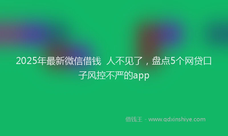 2025年最新微信借钱  人不见了，盘点5个网贷口子风控不严的app